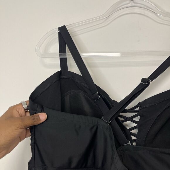 Torrid Slim Fix Lattice Black One Piece Swimsuit Size 3X Plus - Picture 6 of 8